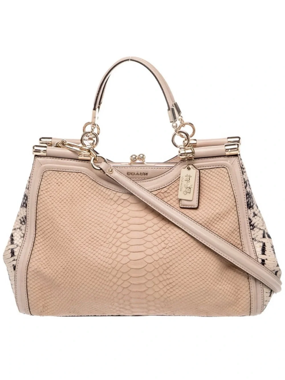 Coach  Python-Texture Top Handle Satchel Shoulder Crossbody Bag
